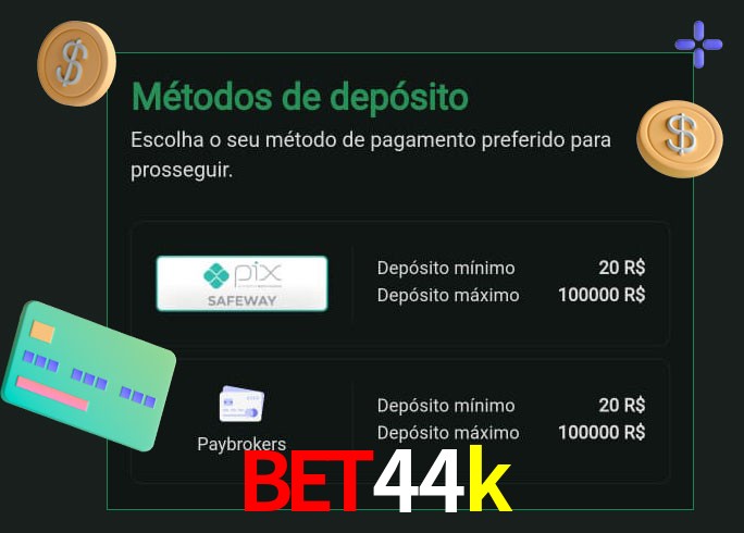 O cassino bet44k oferece uma grande variedade de métodos de pagamento